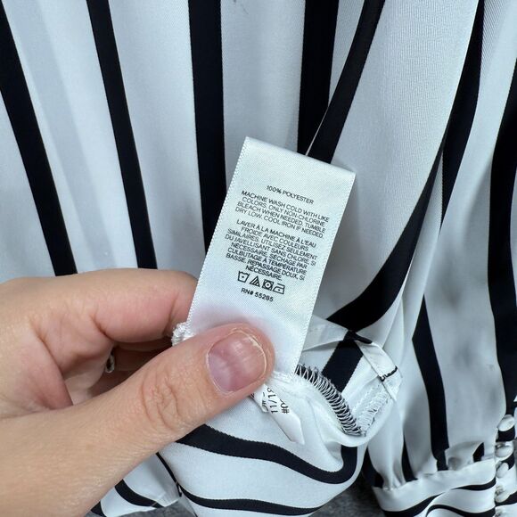 Express Blouse Women XS White Striped Long Sleeve V-Neck Pullover Casual - Picture 4 of 7